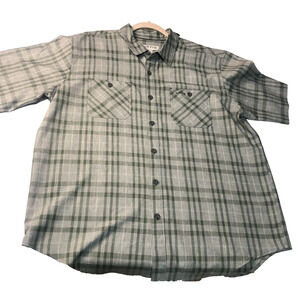 ORVIS Mens Shirt Sz XL Tech Button Down Green Plaid Short Sleeve Hiking Fish